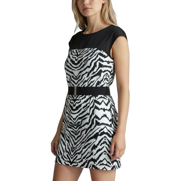 Express Belted Zebra Mini Dress NWT - S - Picture 1 of 4